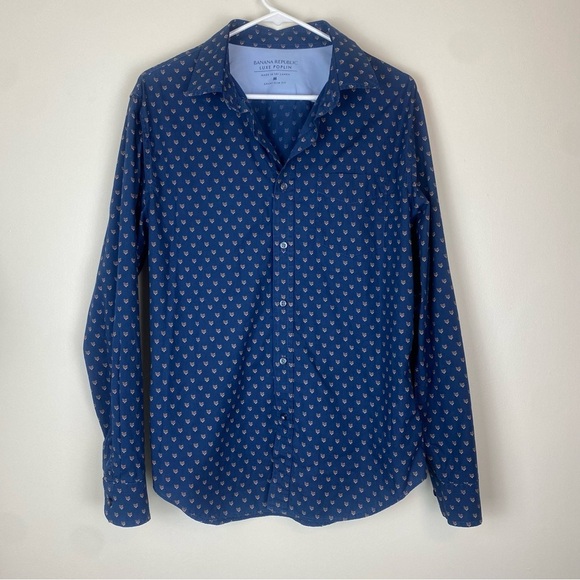 BANANA REPUBLIC Men’s Luxe Poplin Grant Slim Fit Button Down Shirt Fox Graphic M - Picture 2 of 6